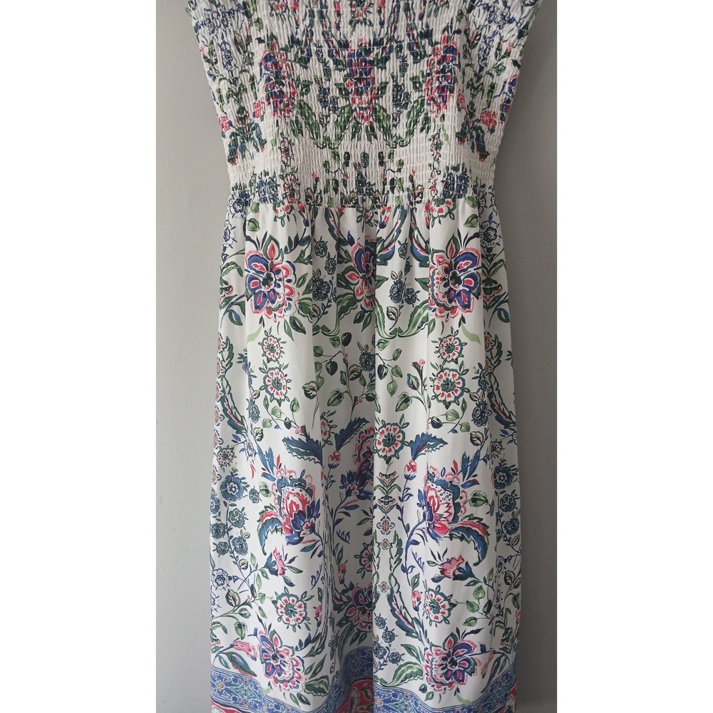 Anne Klein Women's Size Large Floral Smocked Midi Dress Flutter Sleeve NWT $139! - Picture 3 of 16